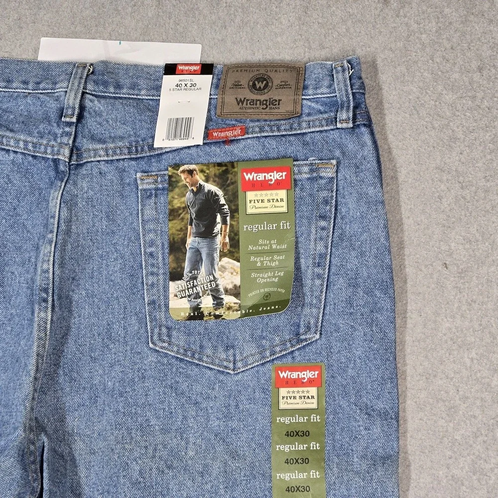 Wrangler Men Jeans 40X30 Blue Denim 96501SL Regular Fit Jeans 30